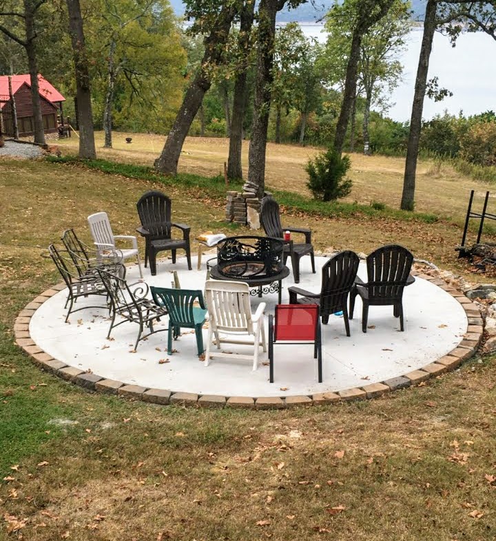 Custom concrete fire pit patio
